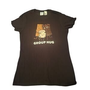 NWOT Port and Company Women's Group Hug Black T Shirt S'mores Size XS